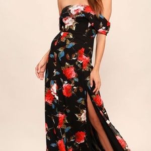 Lulu's Black and Red Floral Maxi Dress